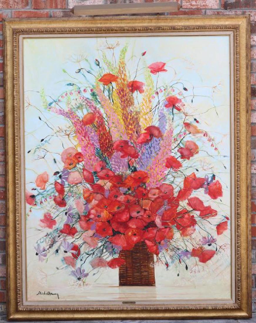 MICHEL HENRY LG FRAMED STILL LIFE OF FLOWERS, (1 of 6)