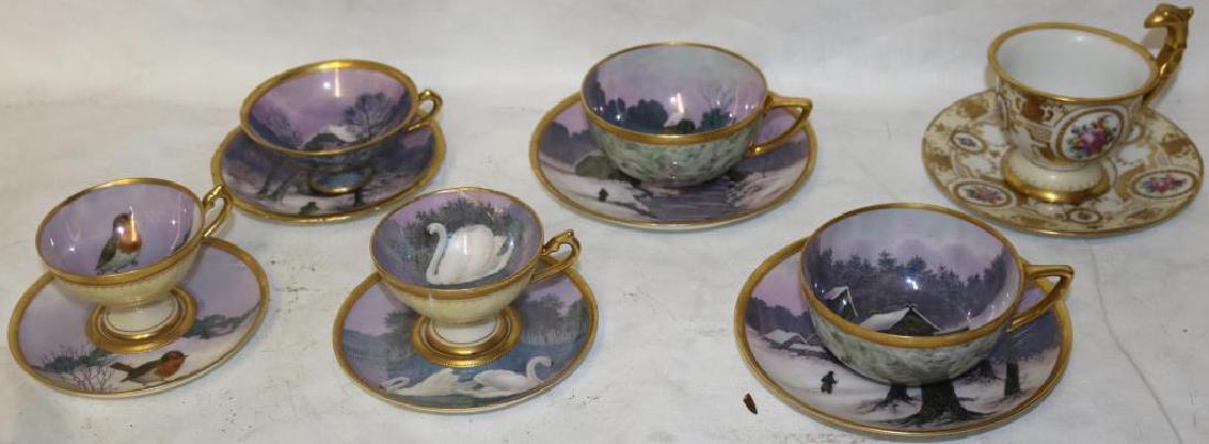 6 FANCY DRESDEN CUPS & SAUCERS (1 of 4)