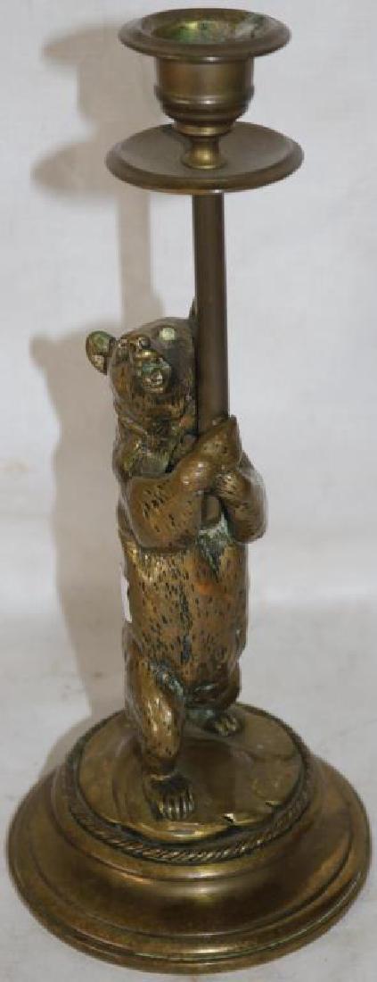 FIGURAL BEAR CANDLESTICK HOLDER W/ JEWELED EYES (1 of 2)