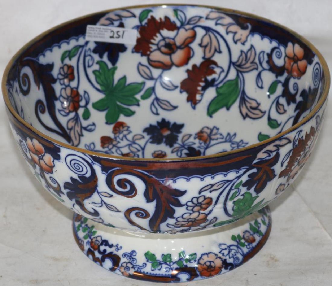 POLYCHROME IRONSTONE BOWL, FLORAL ORIENTAL: SCENE BY OLD CASTLE, 5 1/2" H X 9 1/2" DIA