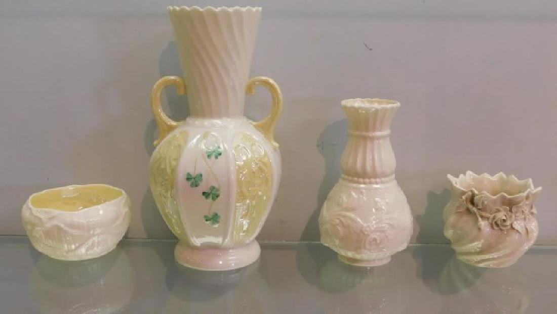 4 PCS BELLEEK INC SHAMROCK LUSTRE DOUBLE- (1 of 4)