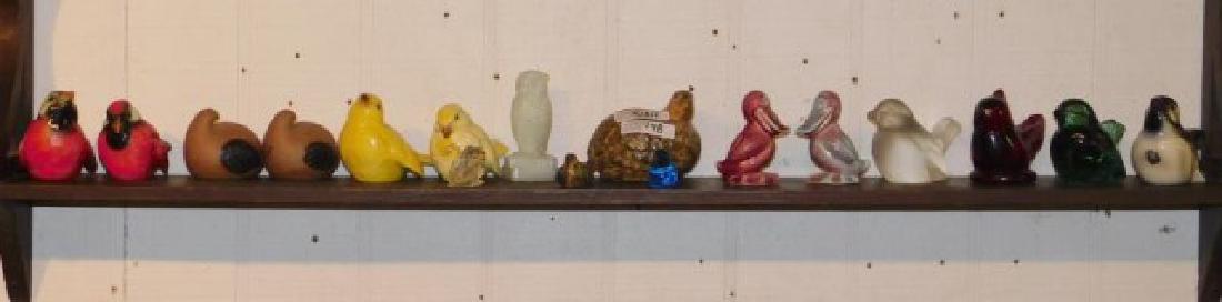 17 GLASS & CERAMIC BIRDS INC. GOEBEL, FENTON,: ETC., 2 BIRDS AS-IS, APPRX 1â€ TO 3 1/2â€ T