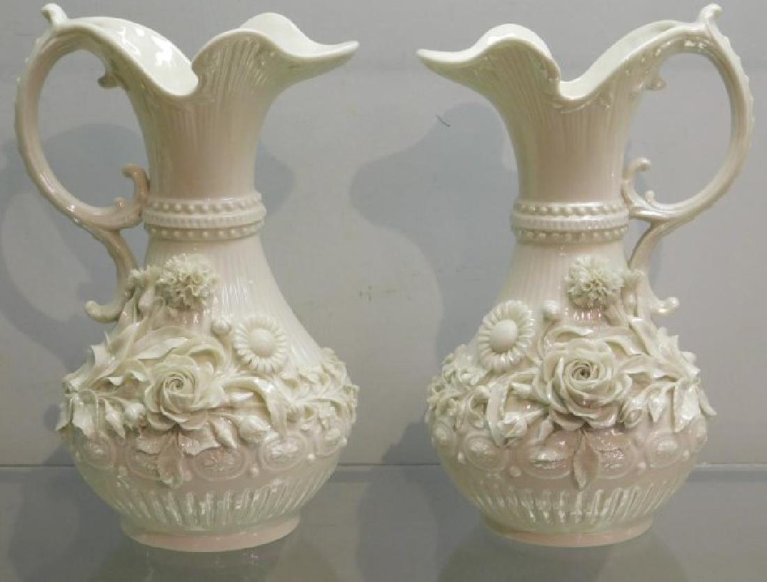 MATCHED PAIR BELLEEK ABERDEEN EWERS, (1 of 10)
