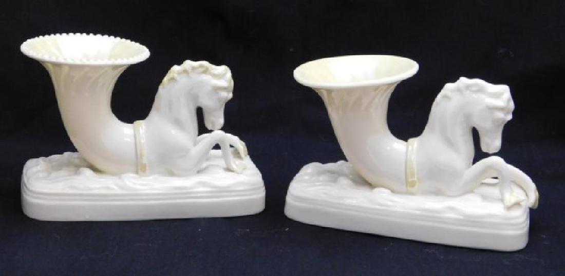 2 BELLEEK SEAHORSE SPILL VASES, BOTH (1 of 5)