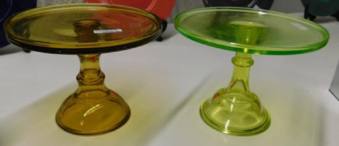 2 CAKE STANDS INC VASELINE & AMBER, APPRX: 7 3/4â€ T X 10 1/2â€D