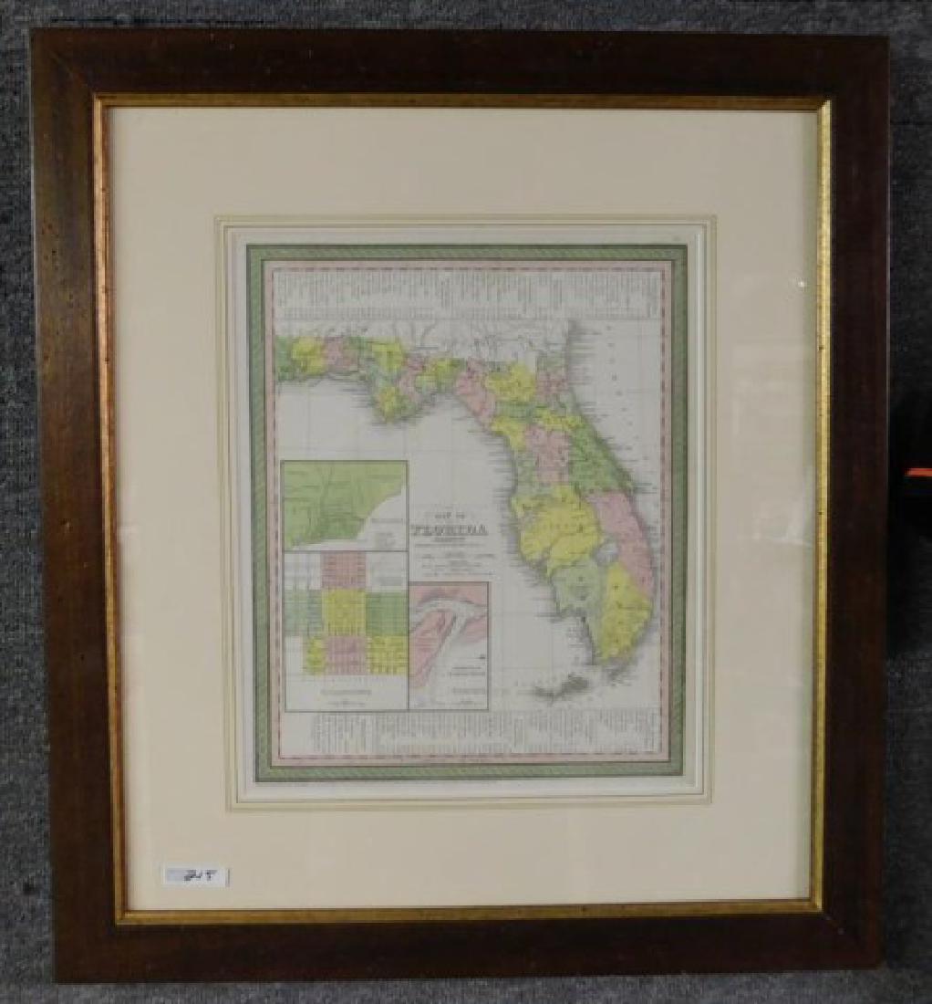 FRAMED 1800'S MAP OF FLORIDA, COWPERTHWAIT (1 of 3)
