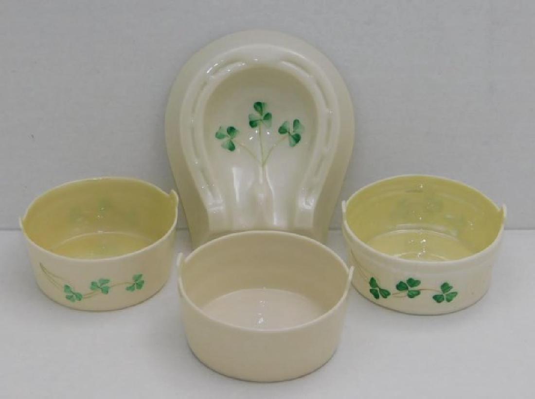 4 PCS BELLEEK INC. 3 BUTTER TUBS (2 DAISY (1 of 2)