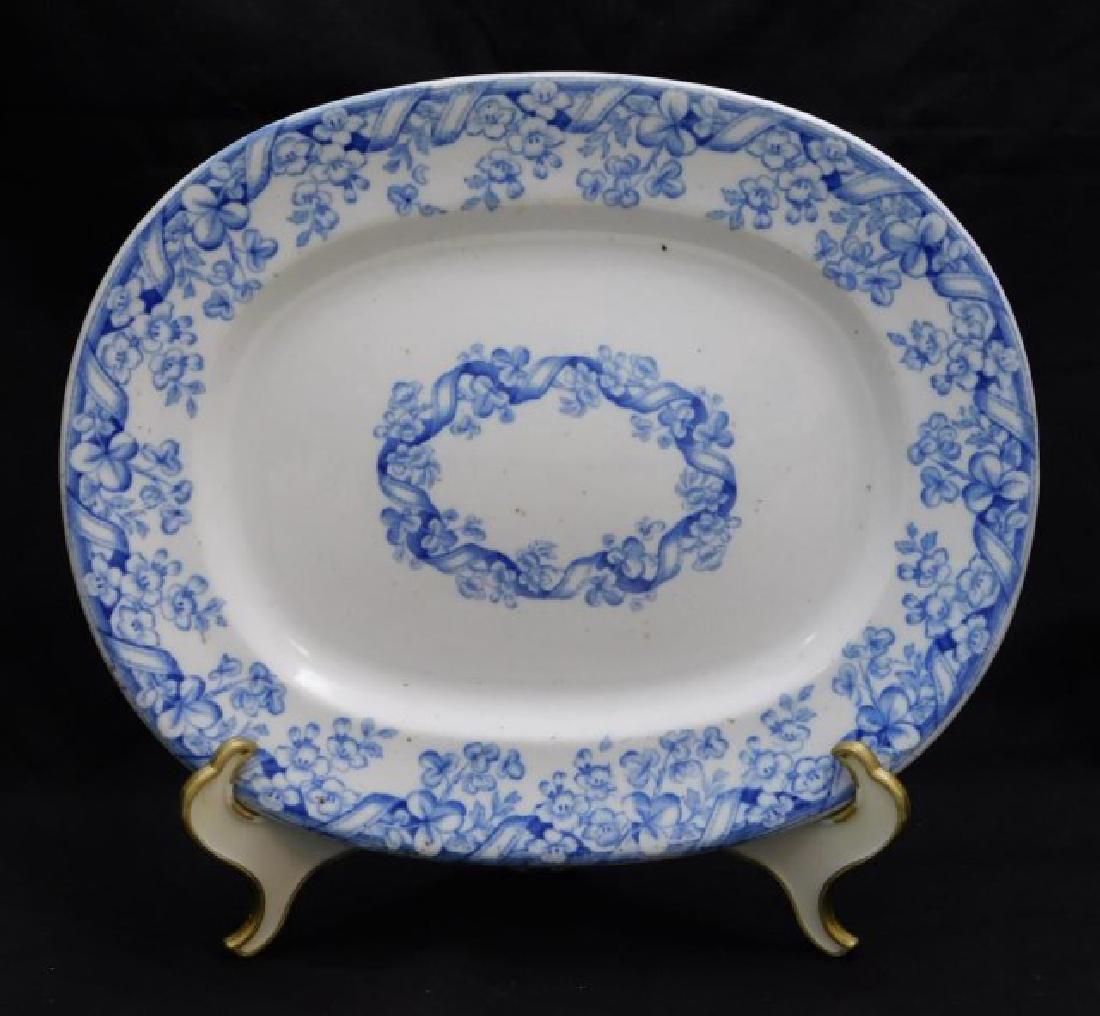 BELLEEK BLUE & WHITE EARTHENWARE OBLONG (1 of 6)