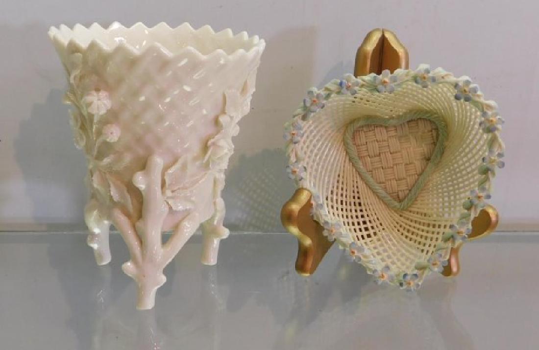 BELLEEK FLOWER SPILL VASE W/ TWIG LEGS, (3RD (1 of 6)