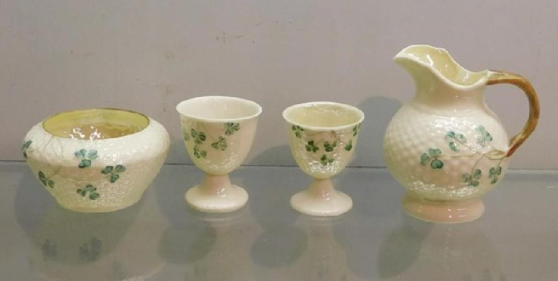 4 PCS BELLEEK SHAMROCK BASKETWEAVE INC. (1 of 4)