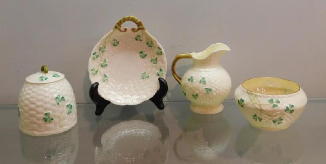 4 PCS BELLEEK SHAMROCK BASKETWEAVE INC. (1 of 2)