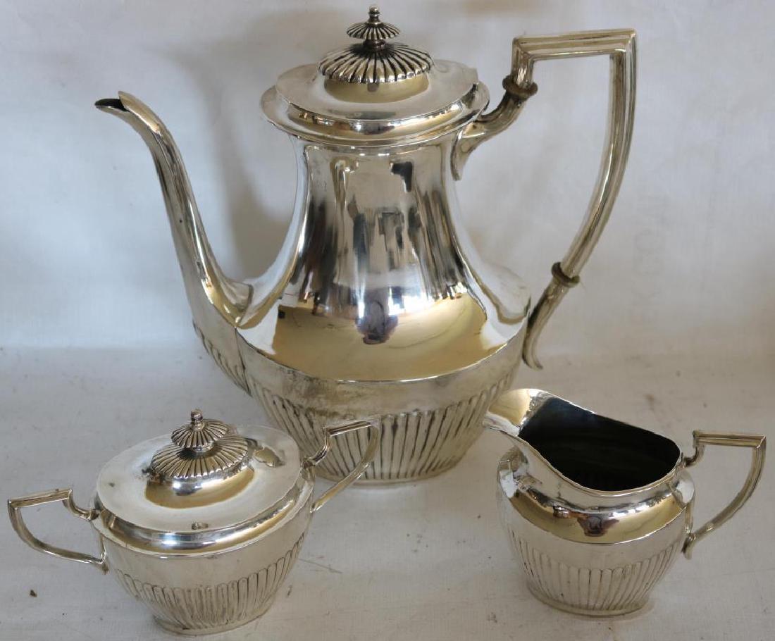 3 PIECE STERLING SILVER TEA SET, QUEEN ANNE: PATTERN BY FISHER, TO INCLUDE APPROX. 10" TEAPOT AND APPROX. 4 1/2" CREAM & SUGAR, 34.31 OZ.