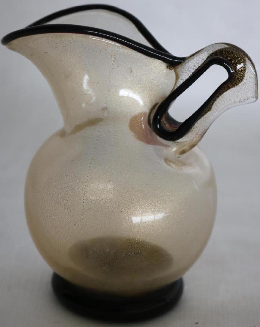 VENETIAN BAROVIER TOSO BLACK AMETHYST PITCHER: W/ GOLD FLECKS APPROX. 5"