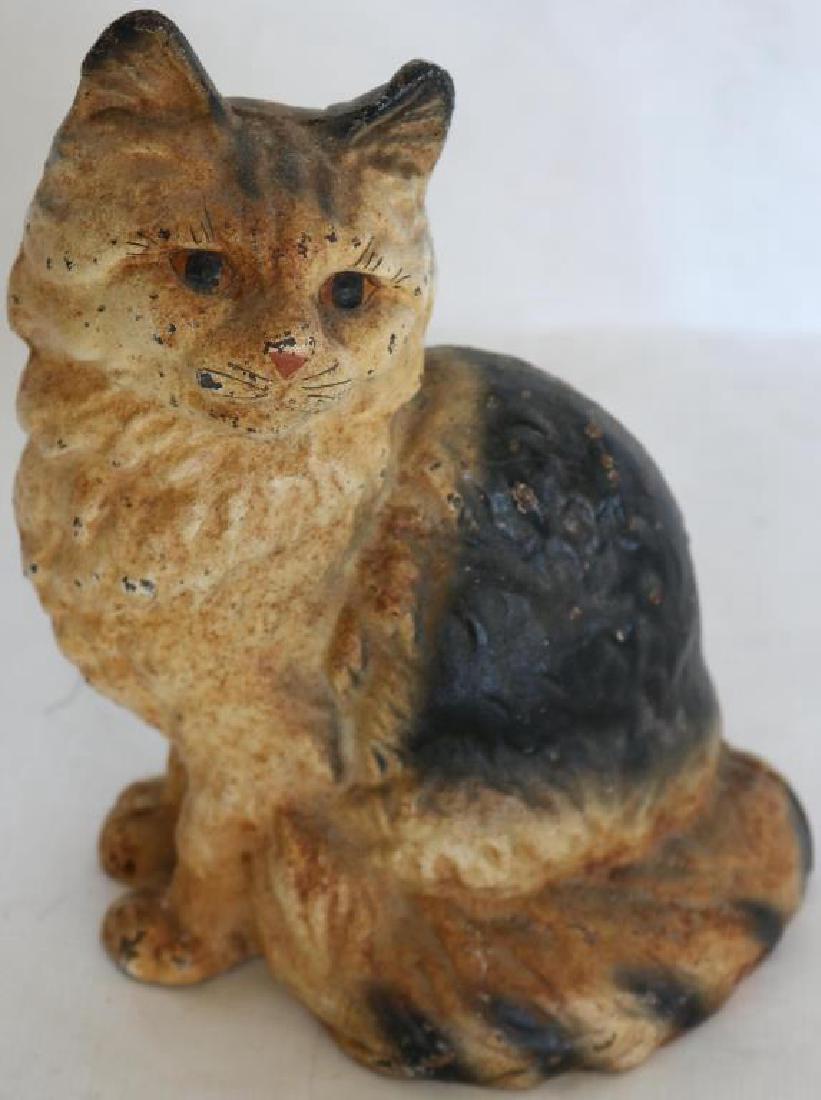 CAST IRON HOLLOW CAT DOORSTOP, HUBLEY STYLE,: ORIGINAL FINISH 9" X 26"