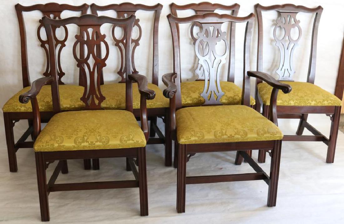SET OF 6 CHIPPENDALE STYLE DINING CHAIRS INCLUDE 2: ARM & 4 SIDE, APPROX. 38" X 21" X 18" D