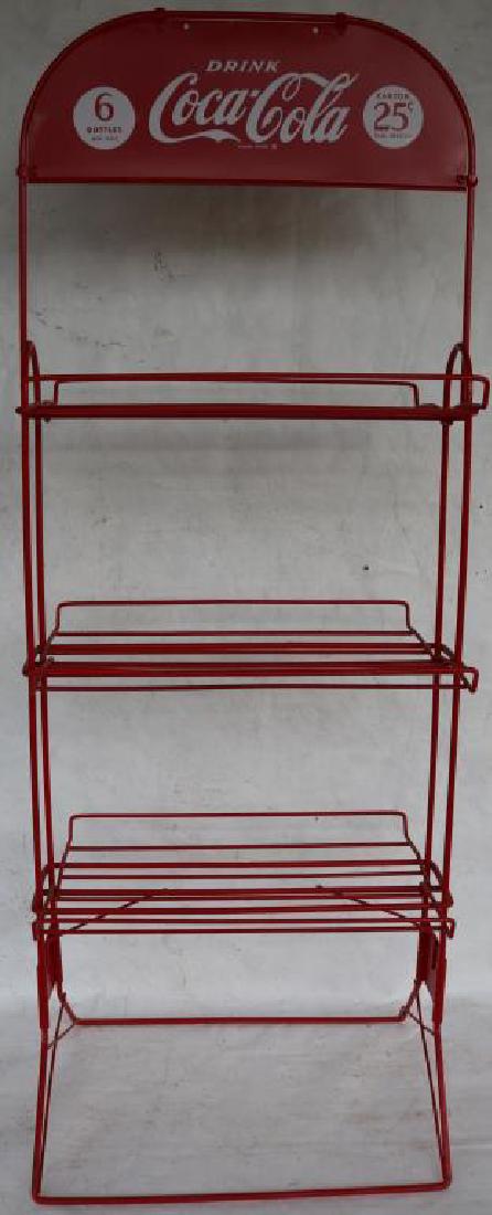 FOLDING COCA COLA DOUBLE SIDED BOTTLE RACK, LATE: 1960'S-1970'S, EXCELLENT CONDITION, 47"H X 18'W X 12"D