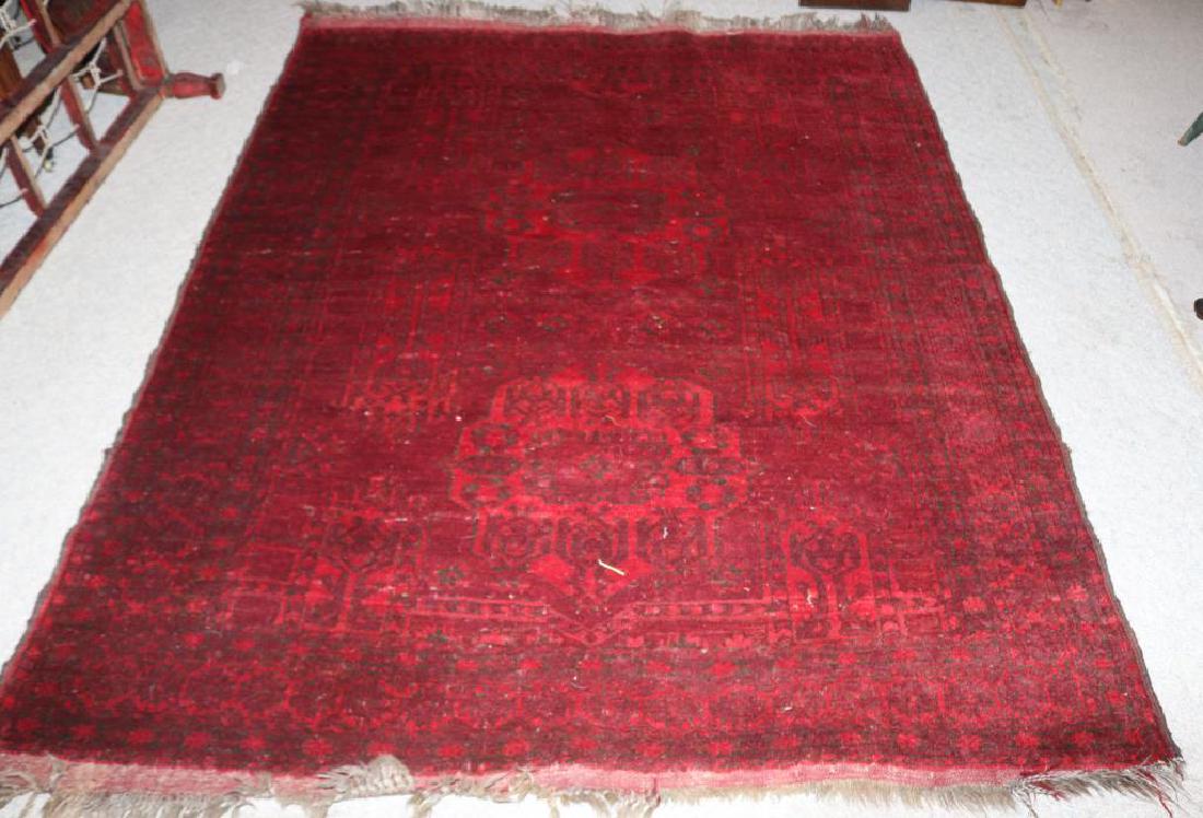 ANTIQUE AFGHAN BOKARA RUG: 5'4" X 6'7"
