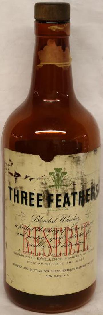 LG THREE FEATHERS WHISKEY ADVERTISING BOTTLE W/: LABELS, 28 1/2"H X 9"D
