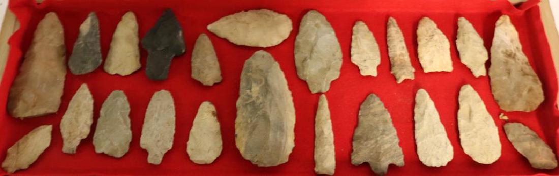 LOT 23 STONE SPEAR & ARROWHEADS, 3" - 6 1/4" L,: LEE COLLECTION, CASE NOT INCLUDED