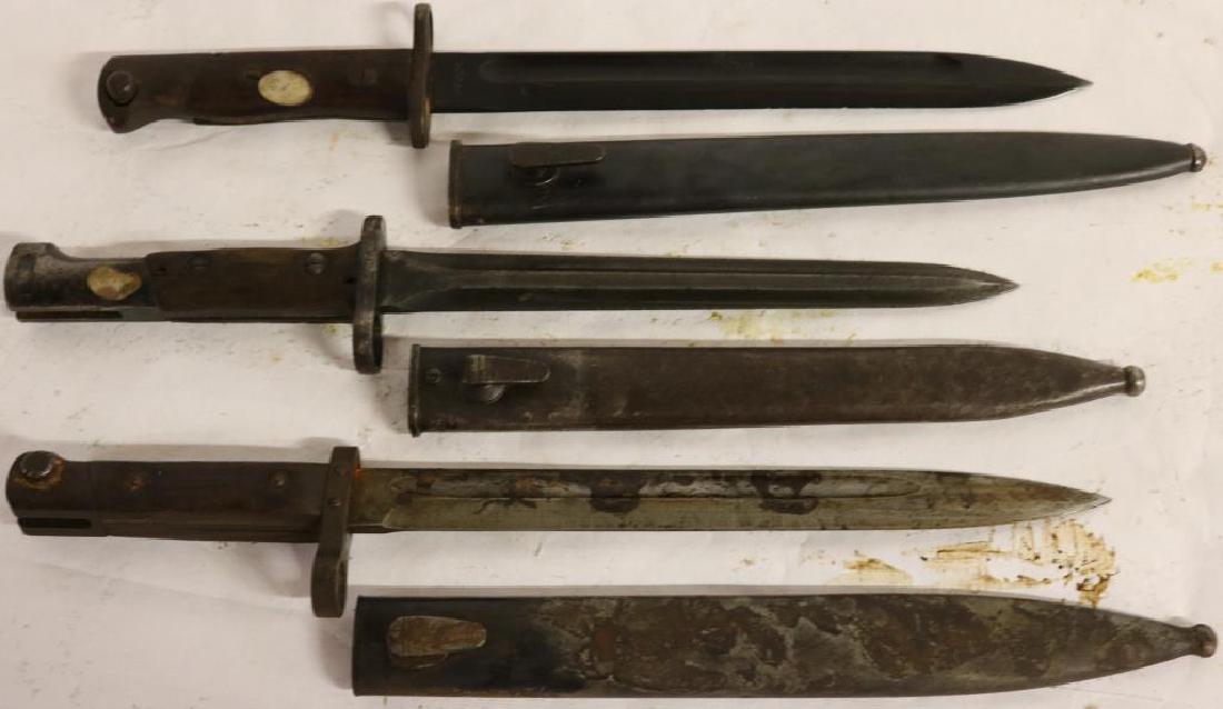 1902 MAUSER STYLE BAYONETS FROM VARIOUS: COUNTRIES, 15 1/4"L, SOME SHOW SURFACE RUST
