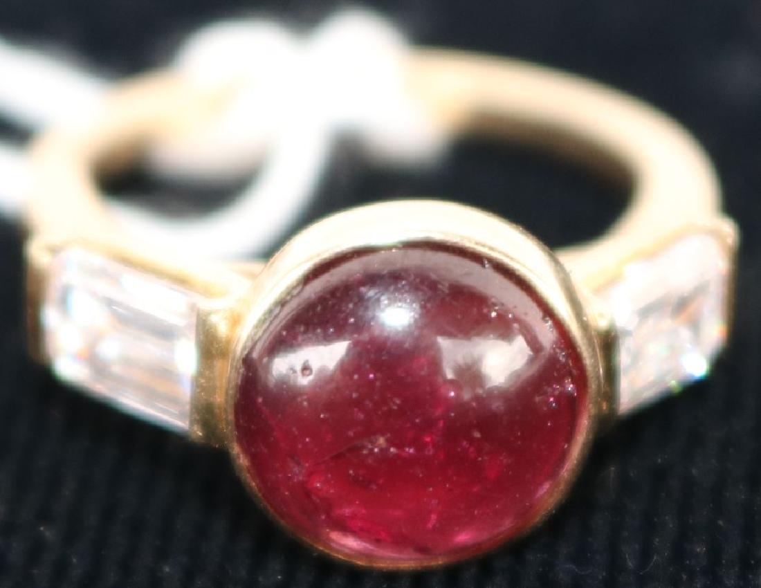 14K LADIES RING CABOCHON RUBY, SIZE 5, 5.1 G: TOTAL WEIGHT