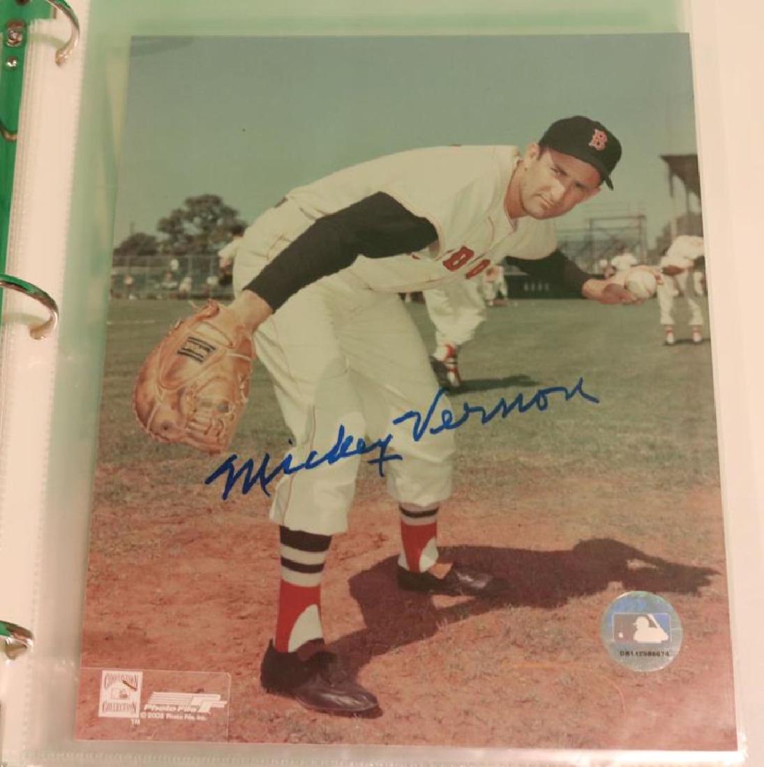 RING BINDER COLLECTION OF RED SOX EPHEMERA, 24: PIECES, PHOTOS AND SIGNATURES TO INCLUDE MICKEY VERNON, MURRAY WALL, CHARLES WAGNER, SONNY WHITE, JIM WILLOUGHBY, JACK WILSON, JOHN WITTIG, KEN WOOD, SMOKEY JOE WOOD, TOM WRIGHT, AL ZARILLA AND NORM Z