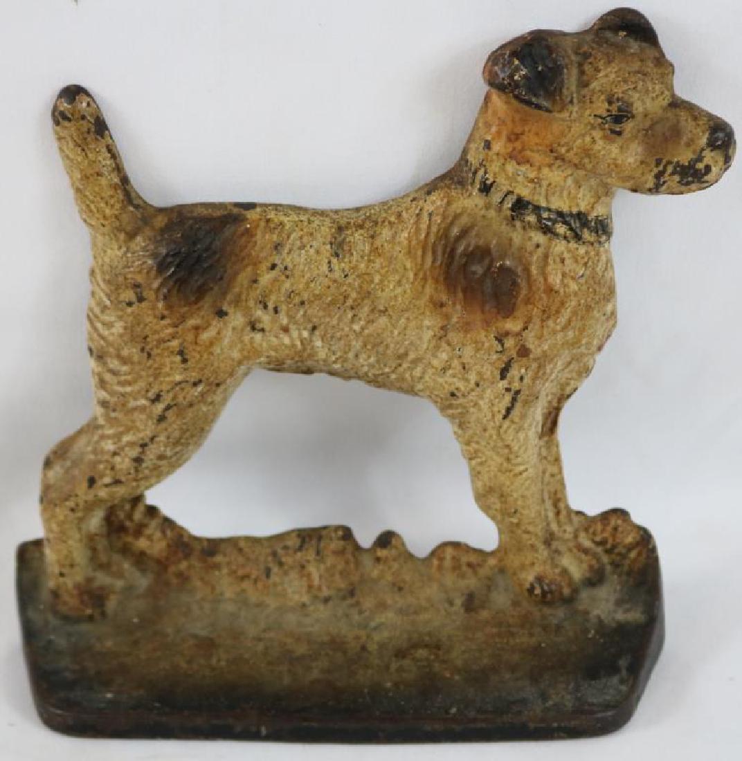 1930 CAST IRON DOG DOOR STOP, ORIGINAL PAINT, 7: 1/2" H, 7" W