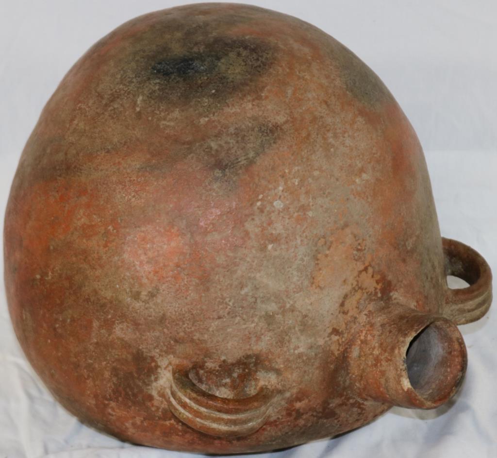 SOUTHWESTERN POTTERY REDWARE CANTEEN, POSSIBLY: LATE 19TH C., 15" H, 12" W, 9" DEEP