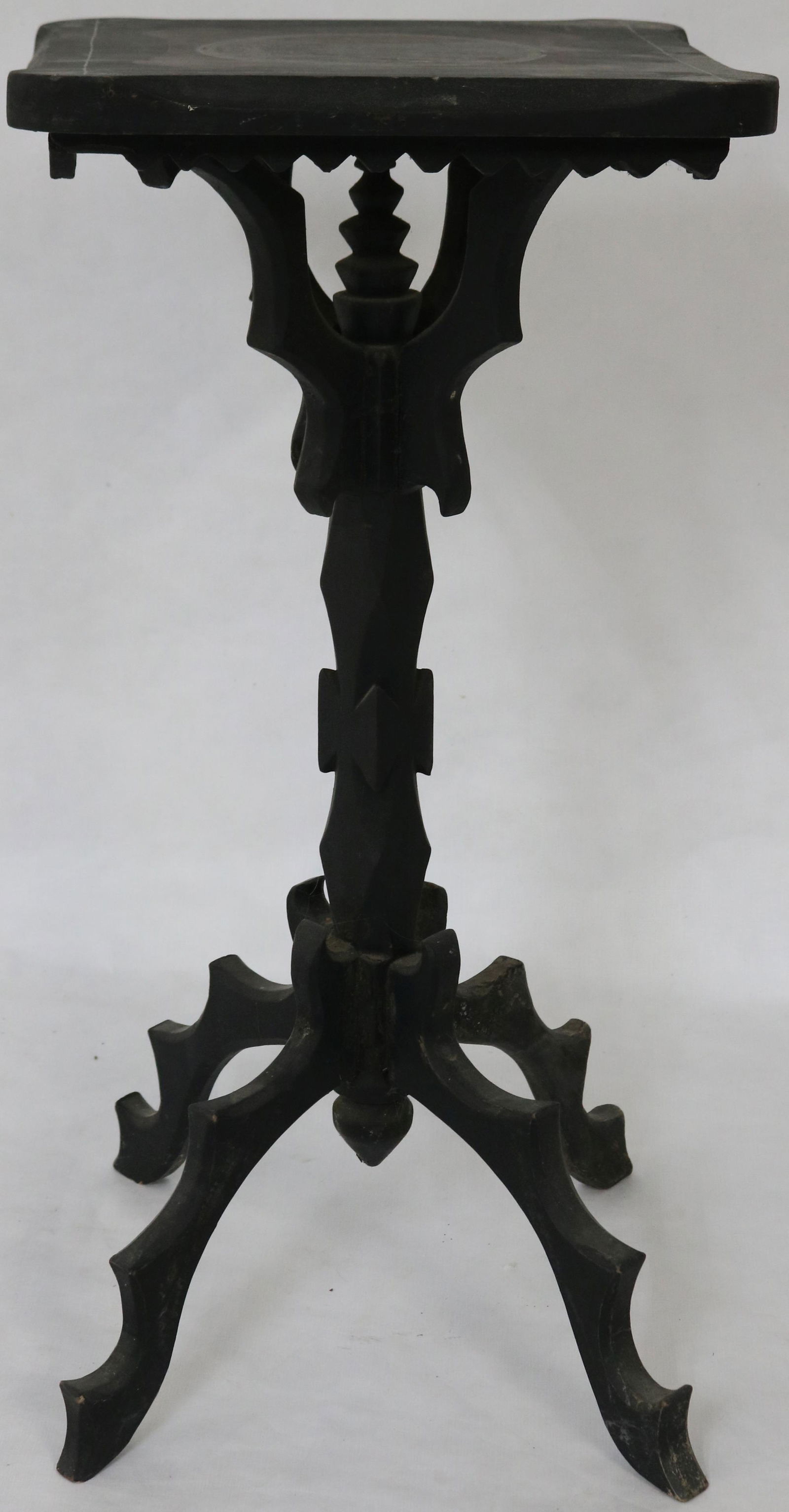 UNUSUAL CARVED & PAINTED 19TH C. FOLK ART STAND, (1 of 3)