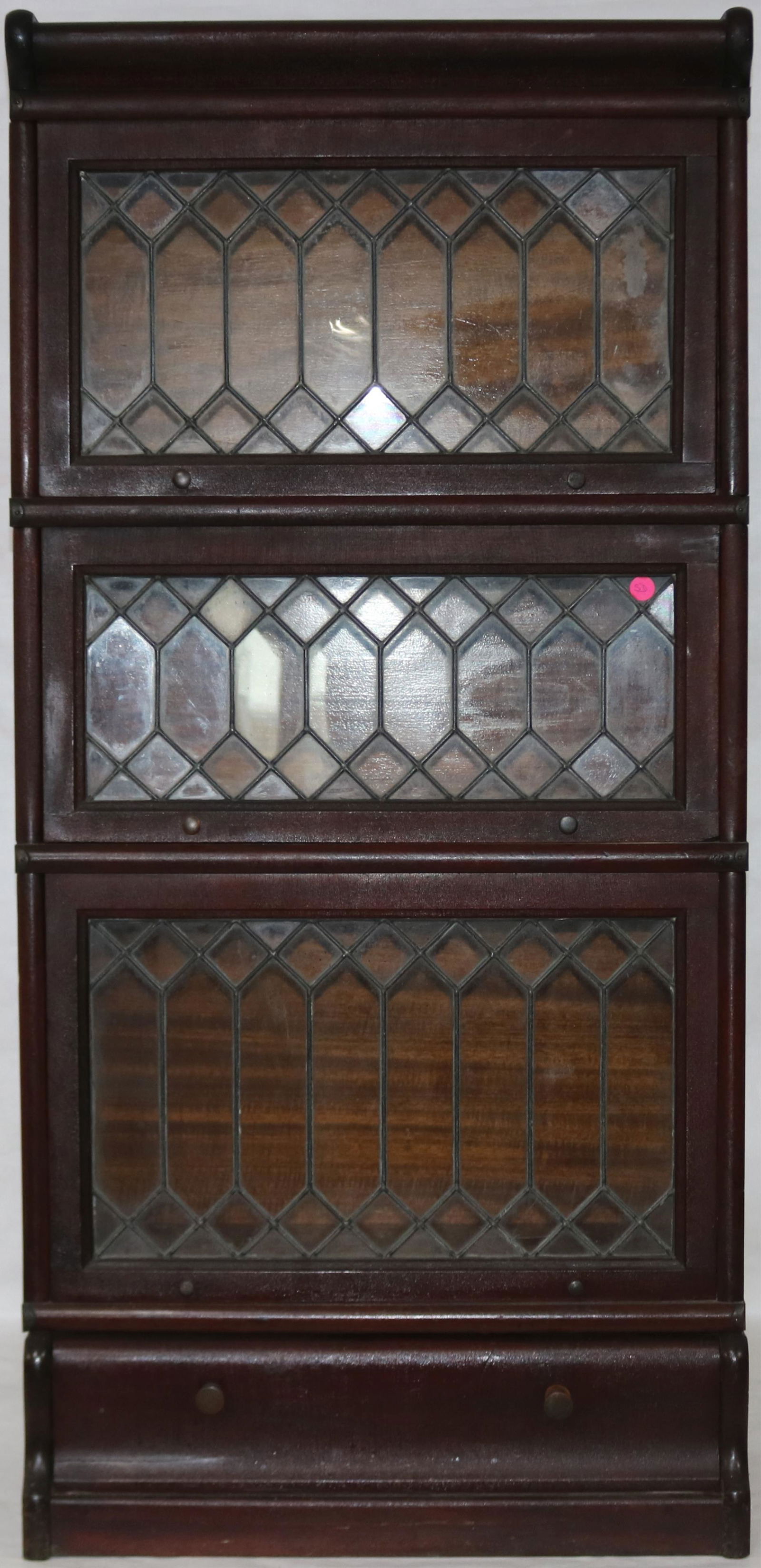 MACY MAHOGANY 3 STACK BOOKCASE, 1/2 SIZE LEADED (1 of 1)