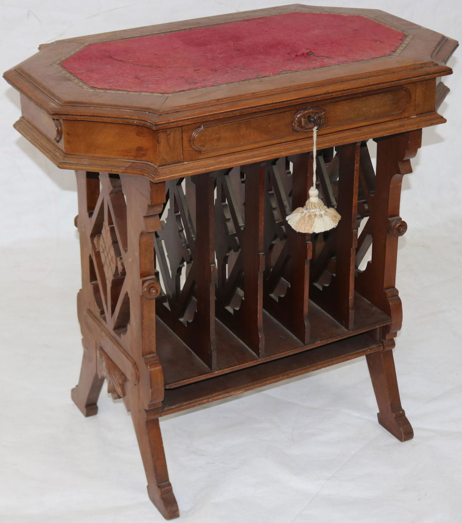 19TH C. VICTORIAN WALNUT, 1 DRAWER STAND WITH (1 of 1)
