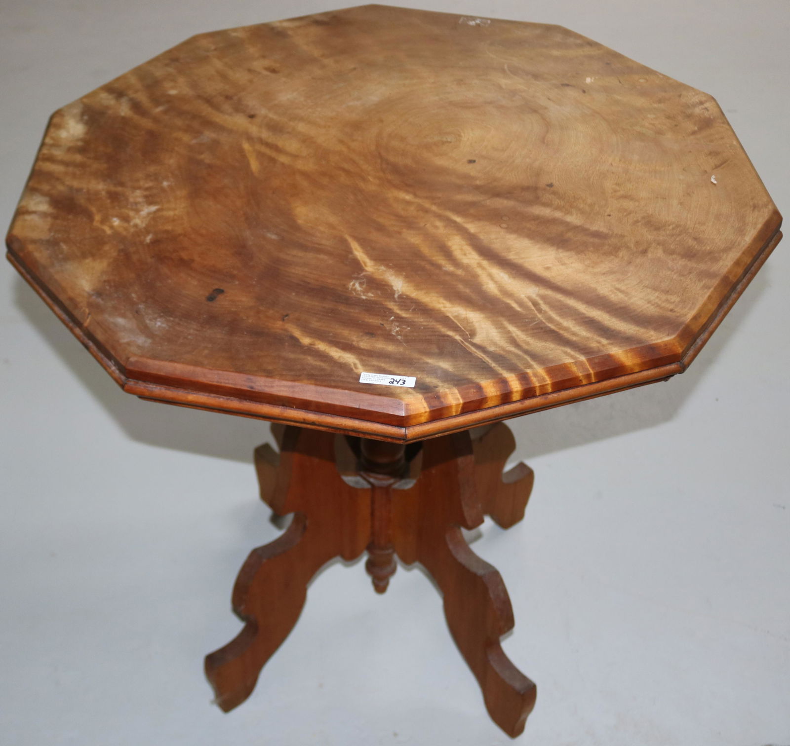 UNUSUAL 19TH C. FIGURED MAPLE OCTAGONAL TOP (1 of 2)