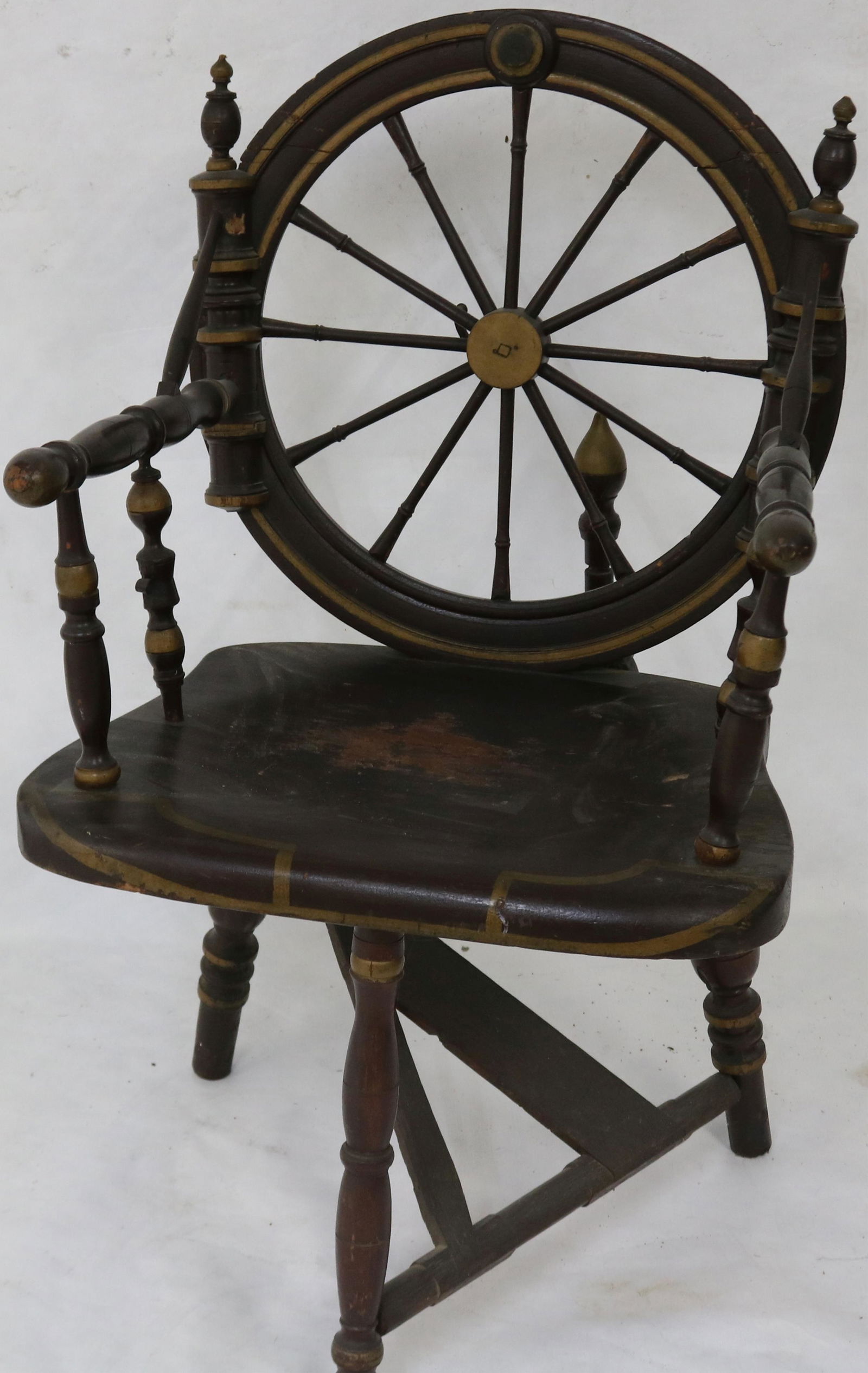 19TH C. SPINNING WHEEL ARM CHAIR, ORIGINAL (1 of 1)