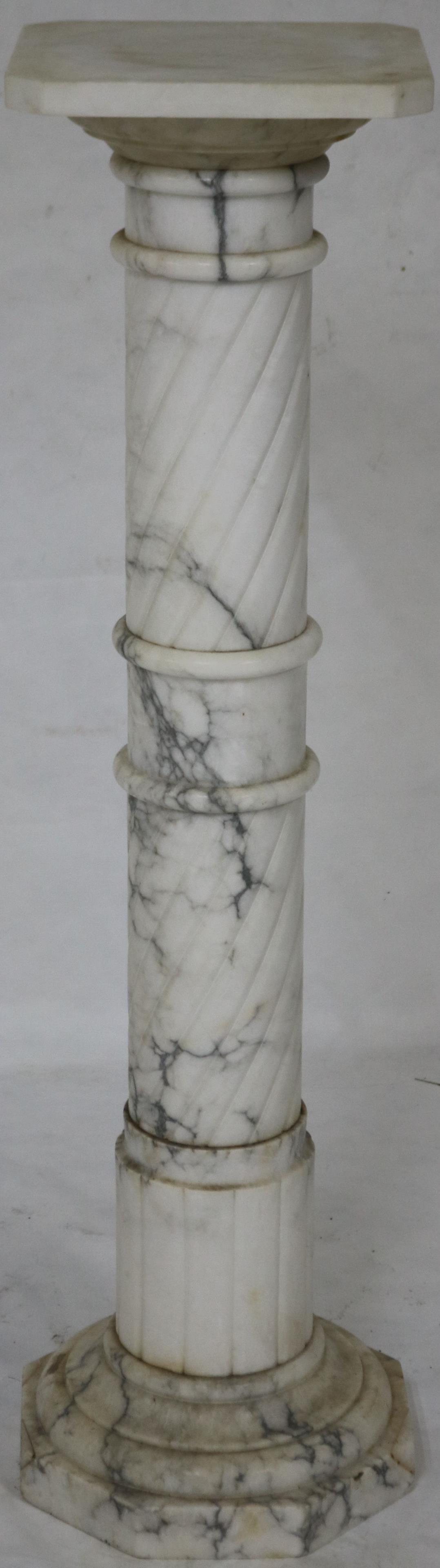 TURNED SECTIONAL MARBLE PEDESTAL, 39 3/4" H, TOP (1 of 1)