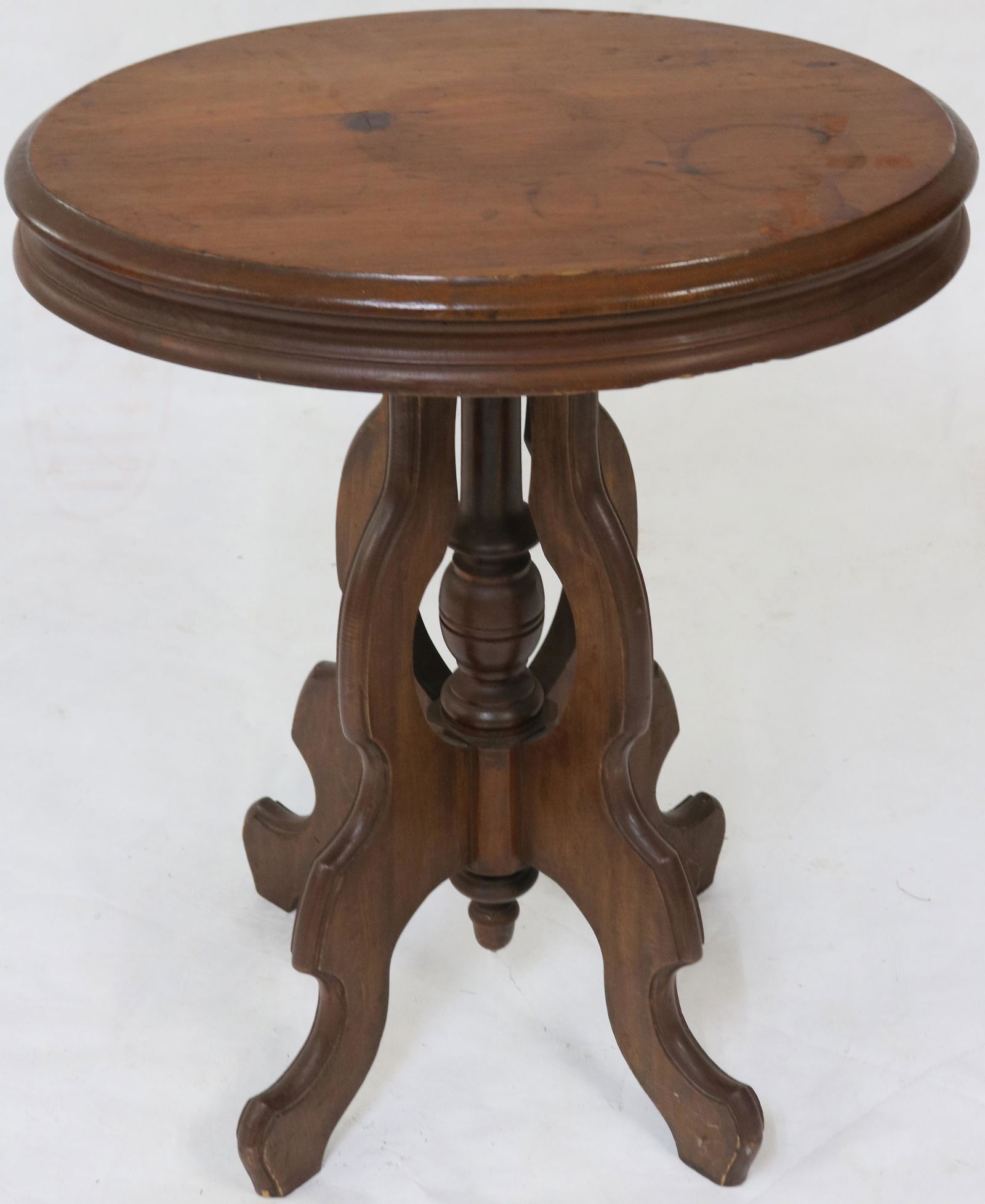 19TH C. OVAL PINE TABLE, DARK FINISH, 27 1/2" H, (1 of 1)