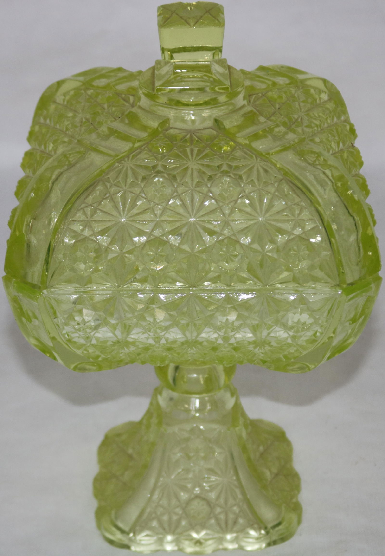 DAISY & BUTTON (VASELINE) COVERED COMPOTE, 11" H, (1 of 1)