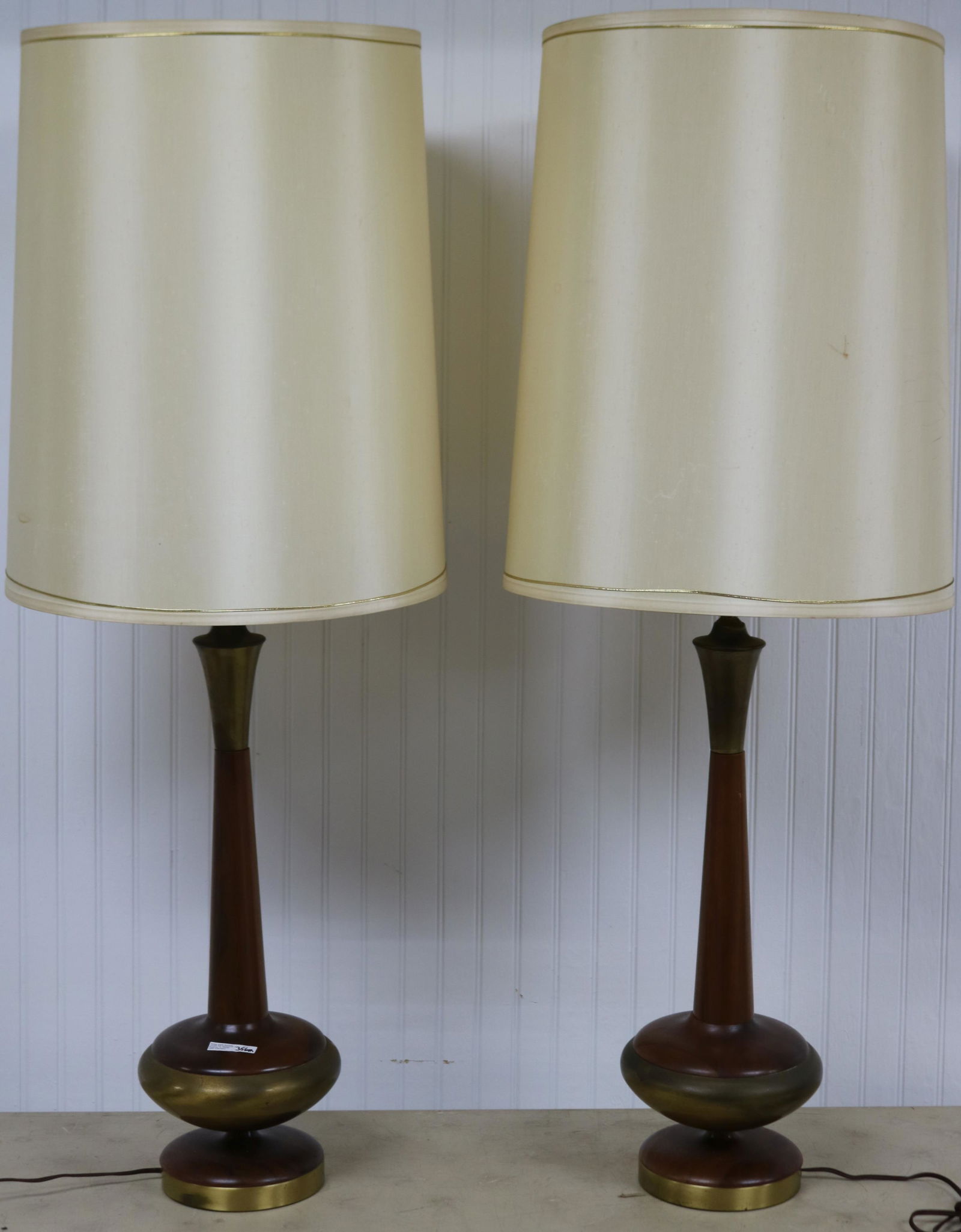 PAIR OF MID CENTURY MODERN TEAK & BRASS TABLE (1 of 3)