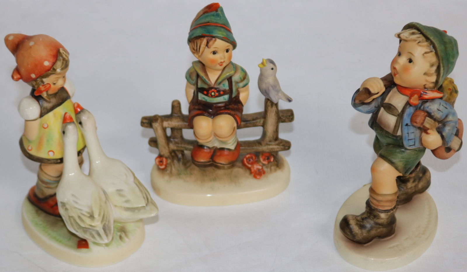 LOT OF 3 HUMMEL FIGURES, GOEBEL MARK #327, #111,: #47/0 APPROX. 5"