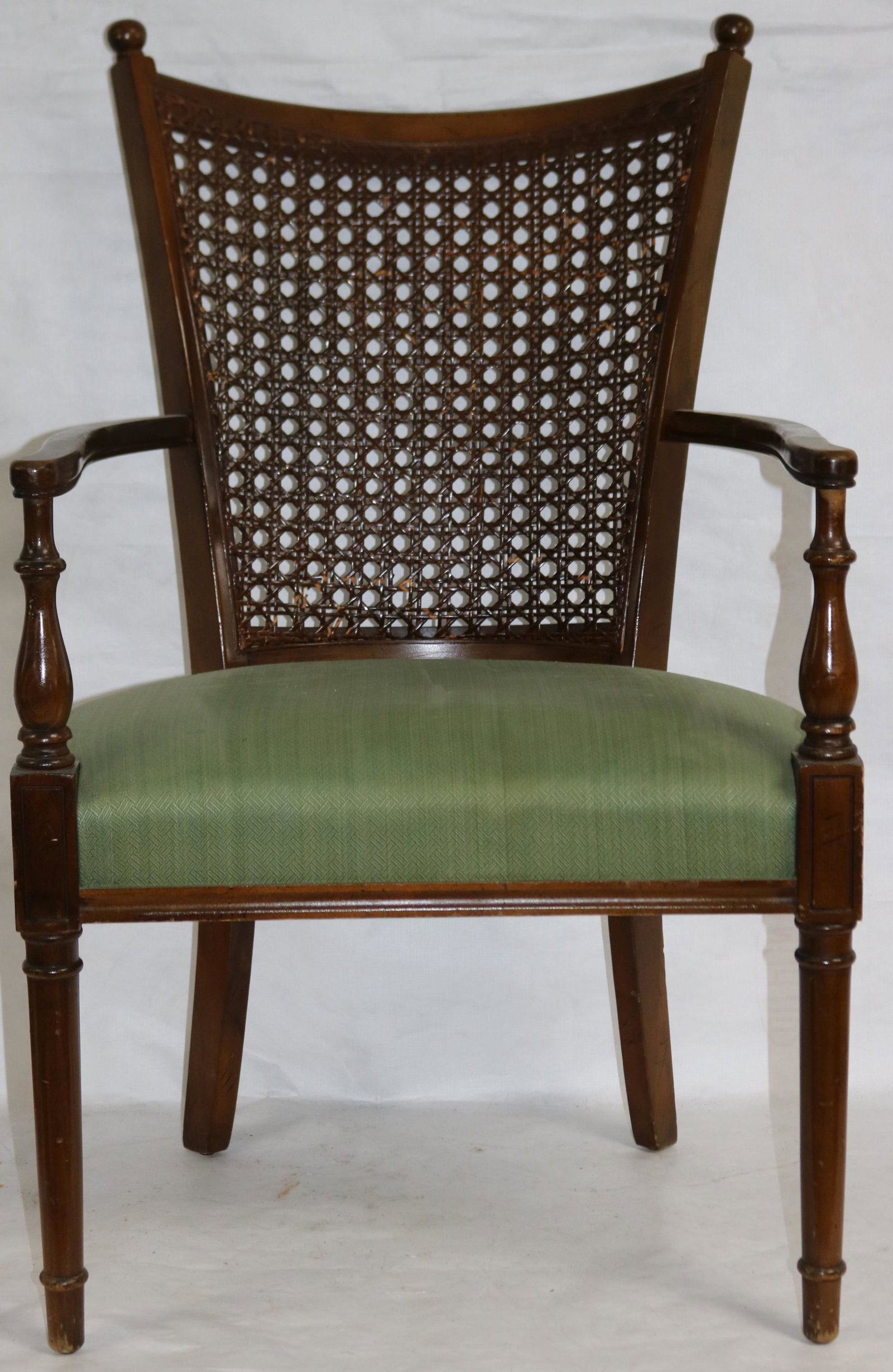 CONTEMPORARY FRENCH STYLE CANE BACK ARM CHAIR, 38: 1/2" H, 23" W, 24" DEEP