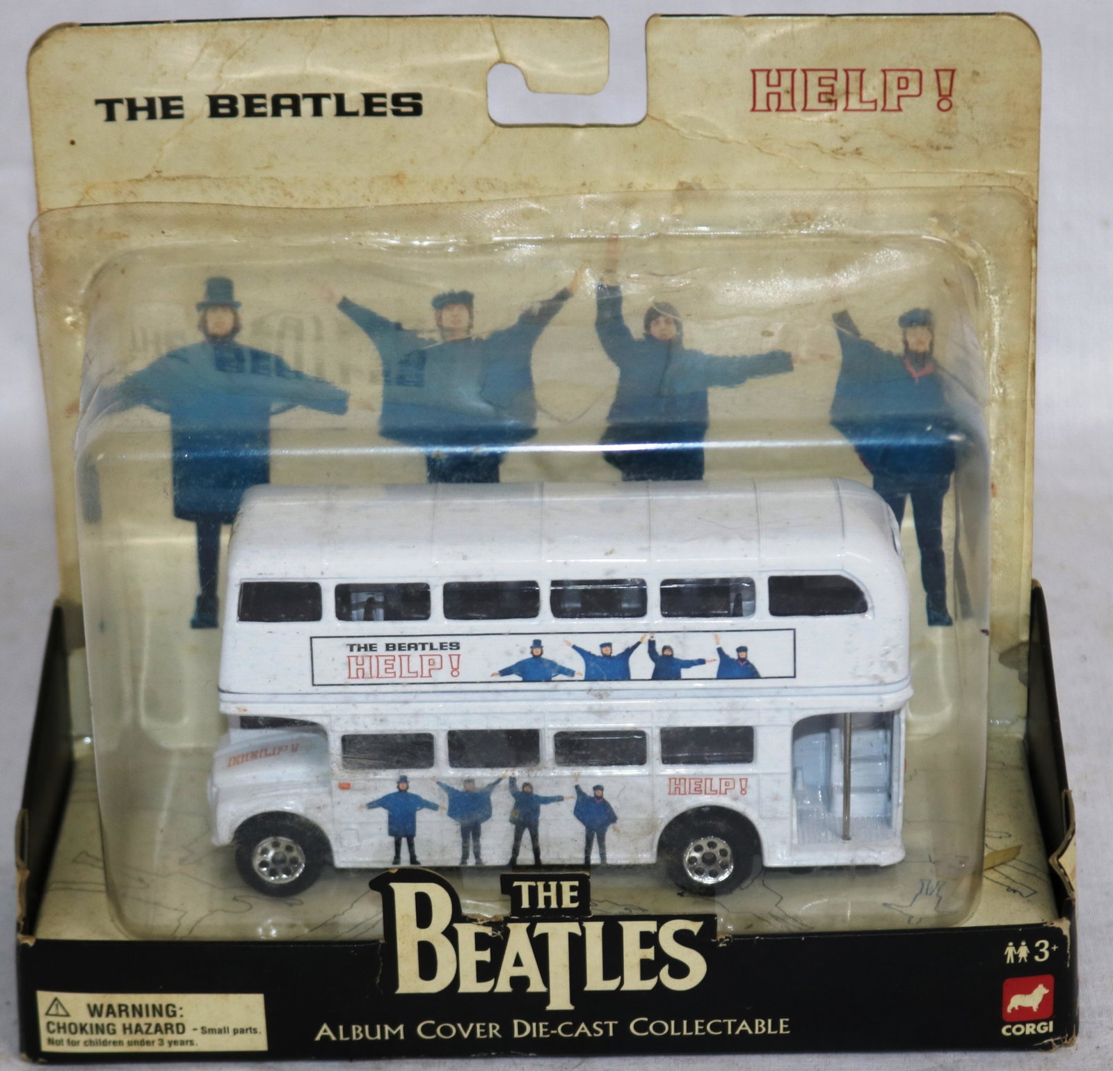 CORGI DIE CAST BEATLES DOUBLE DECKER BUS "HELP": 2008 ALUM COVER SERIES IN ORIGINAL PACKAGING