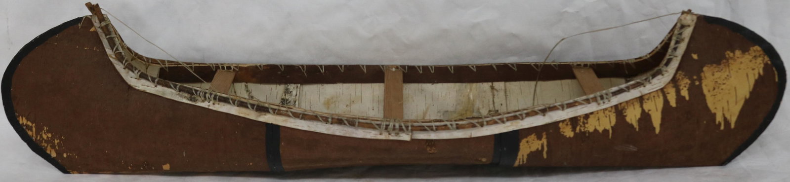 UNUSUAL BIRCH BARK STYLE CANOE, WOODLANDS INDIAN: STYLE, 10 1/2" H, 46" L, 11 3/4" W
