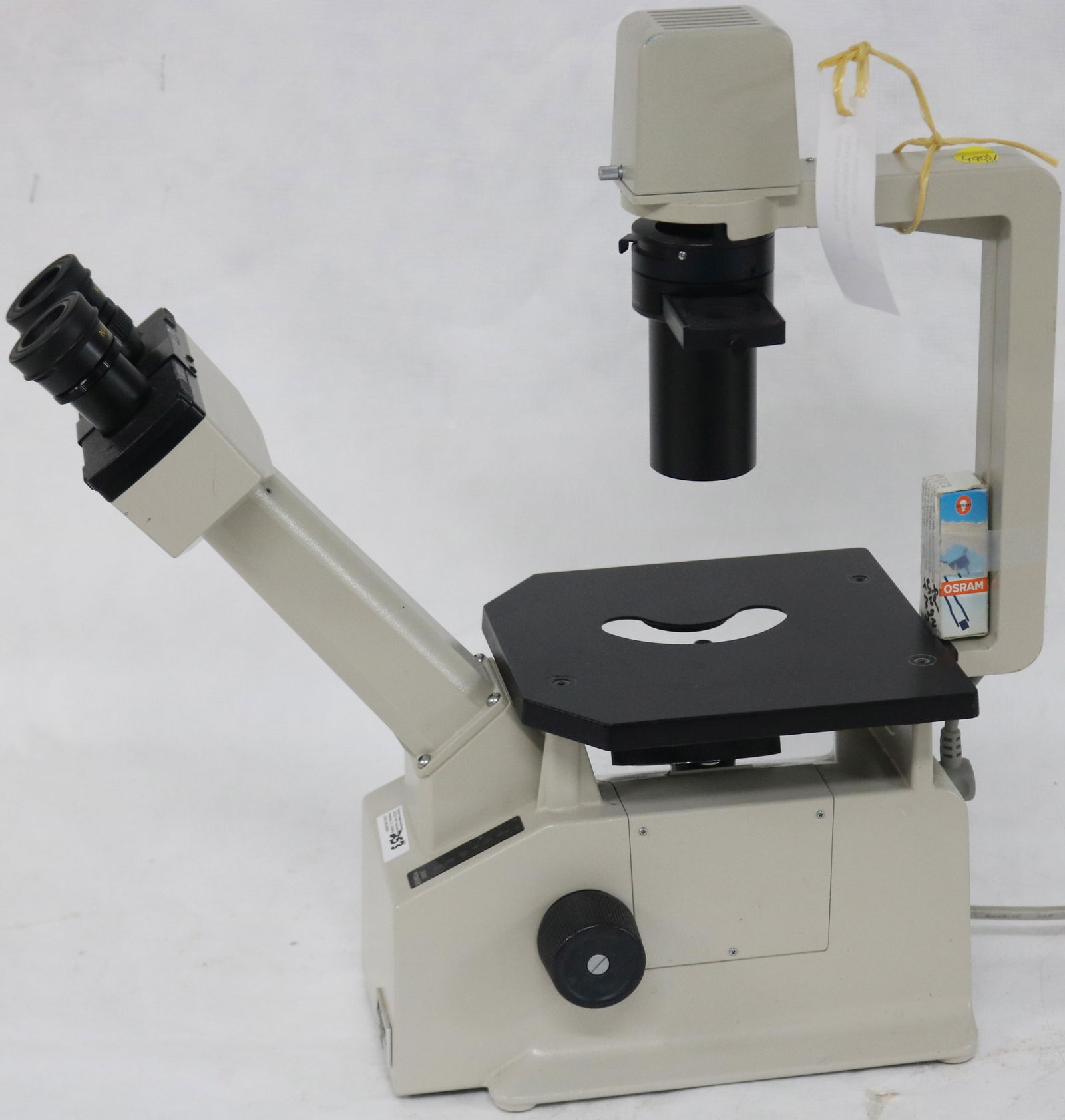 INVERTED NIKON TMS LIGHT WORKS WITH EXTRA BULB,: ONE OBJECTIVE, 10X, 18" H, 7" W, 17 1/2" DEEP