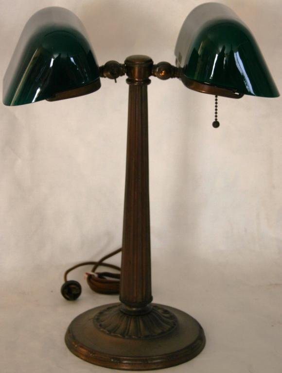 EMERALITE DOUBLE SHADED STUDENT LAMP WITH LABELS, : EMERALITE DOUBLE SHADED STUDENT LAMP WITH LABELS, 18 1/2" H.