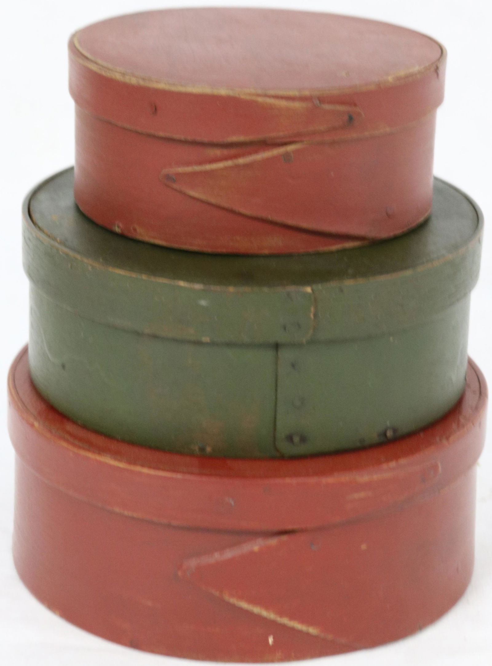 STACK OF THREE 19TH C. ROUND PAINTED PANTRY (1 of 2)