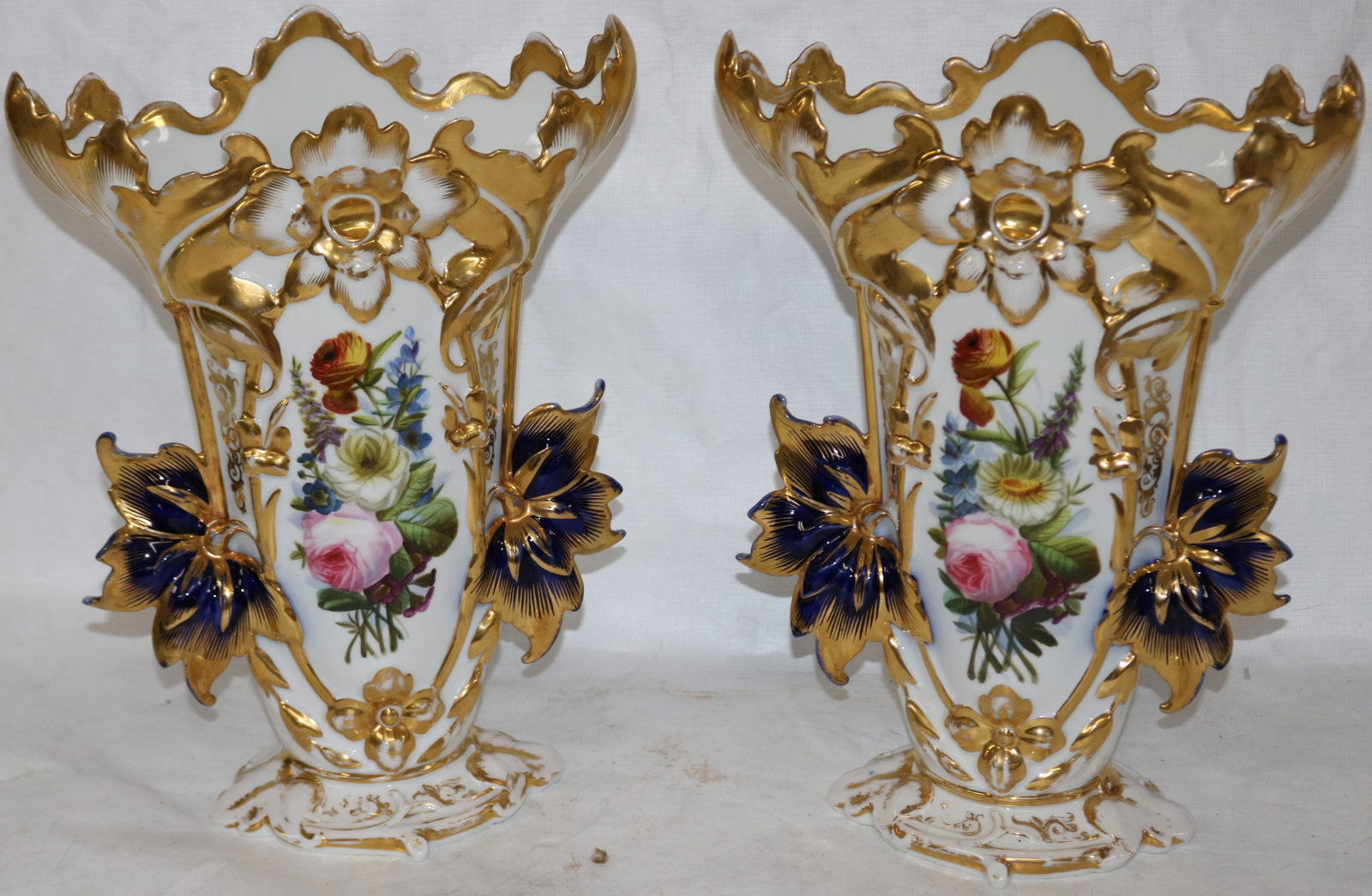 PAIR OF 19TH C. PARIS PORCELAIN VASES, COBALT (1 of 2)