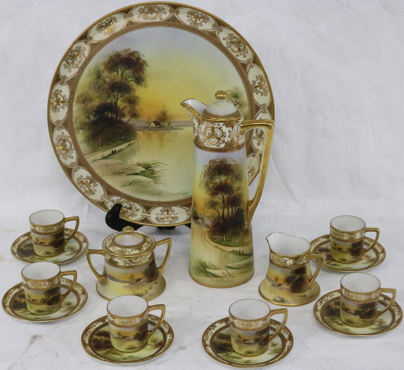 16 PC. SCENIC NIPPON DEMITASSE SET TO INCLUDE 10" (1 of 2)
