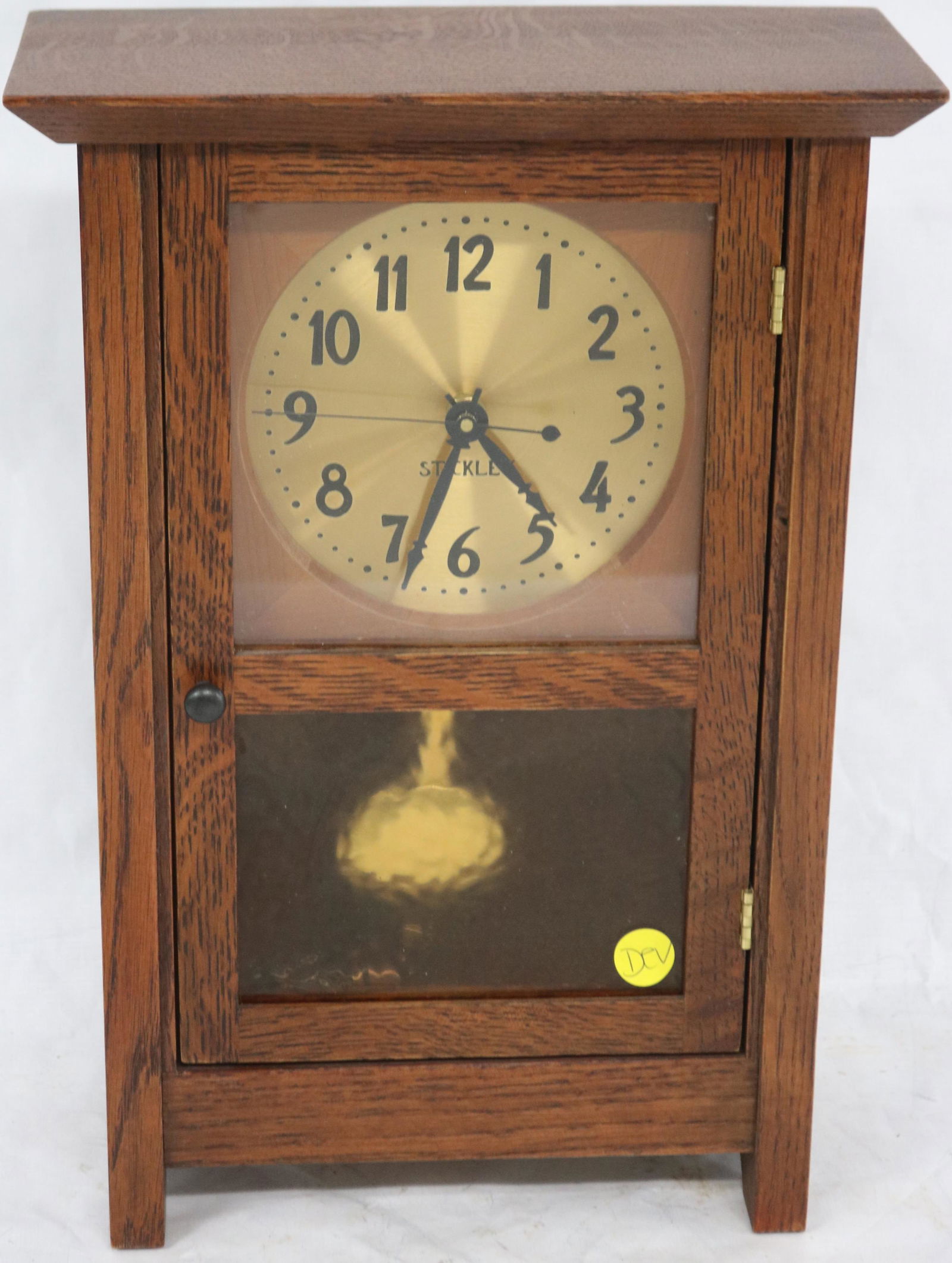 STICKLEY OAK SHELF CLOCK, ORIGINAL FINISH, (1 of 2)