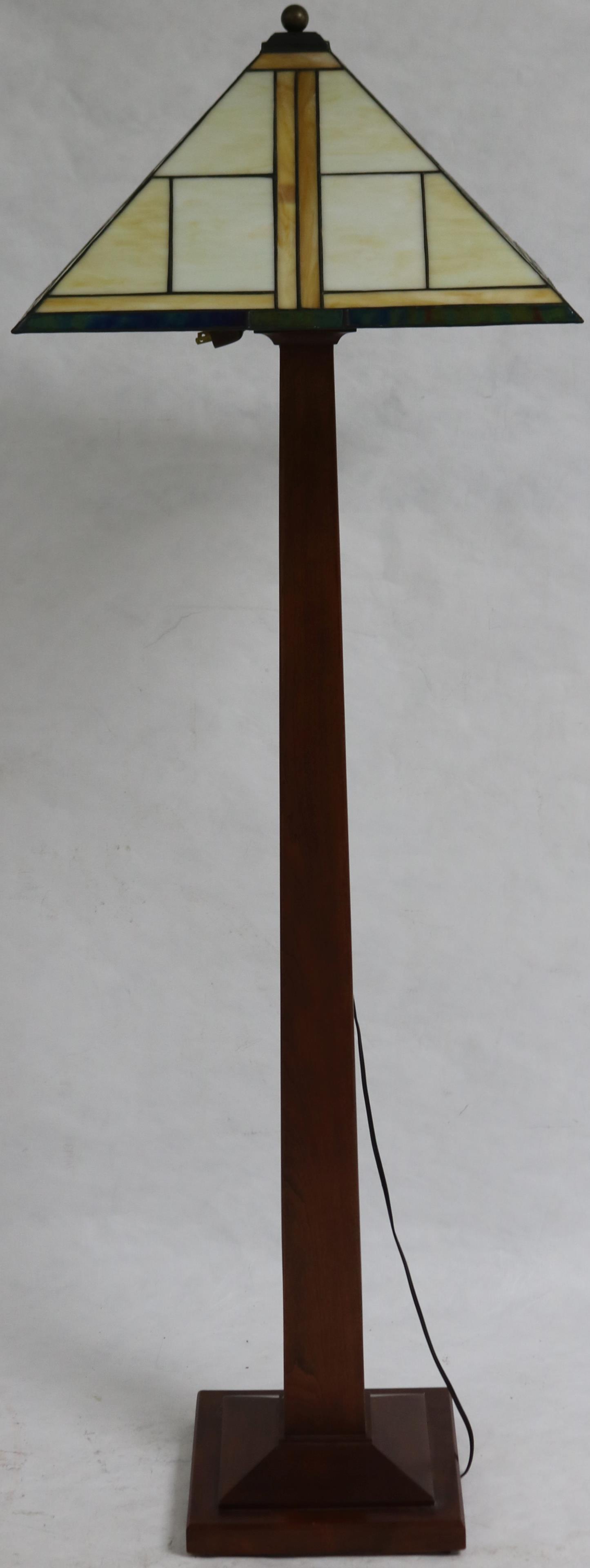 SOLID CHERRY MISSION STYLE STICKLEY FLOOR LAMP, (1 of 2)
