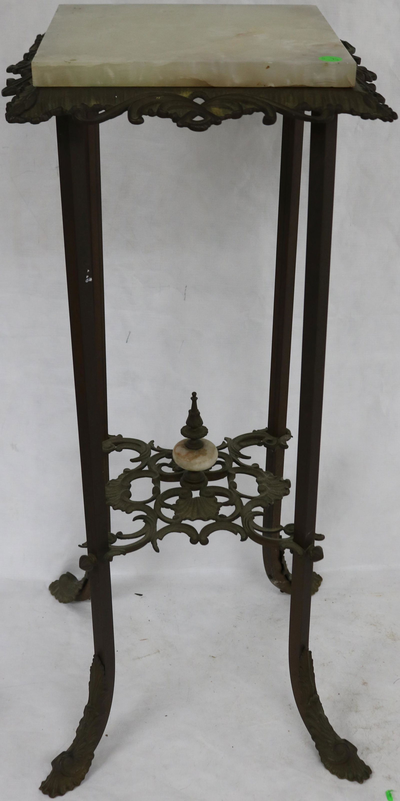 FANCY BRASS & ONYX 2 TIER STAND WITH SHELL MOTIF (1 of 1)