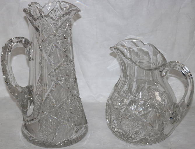 2 Brilliant Period Cut Glass Pitchers To Include